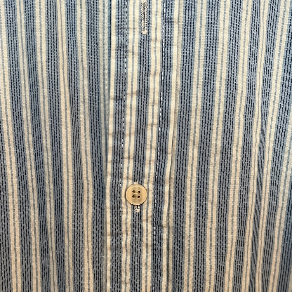 Club Room Men's Blue Striped Button Down Shirt Size XXL 100% Cotton Fitted - Picture 3 of 5